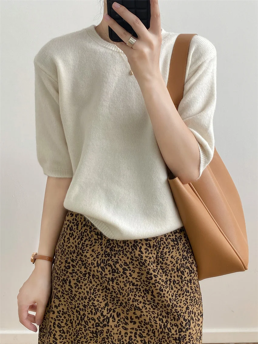 

Женский свитер с рукавом до локтя Alien Kitty, однотонный трикотажный свитер свободного покроя, облегающий, универсальный, для офиса, осень 2022