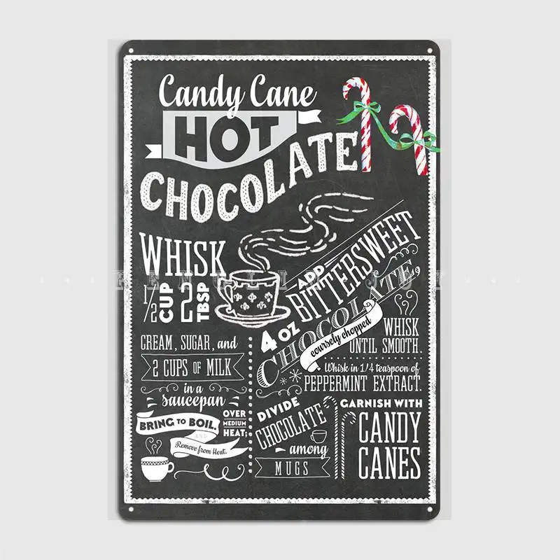 

Плакат по рецепту горячего шоколада, металлический плакат на стену для клуба, дома, паба, гаража, оловянный плакат