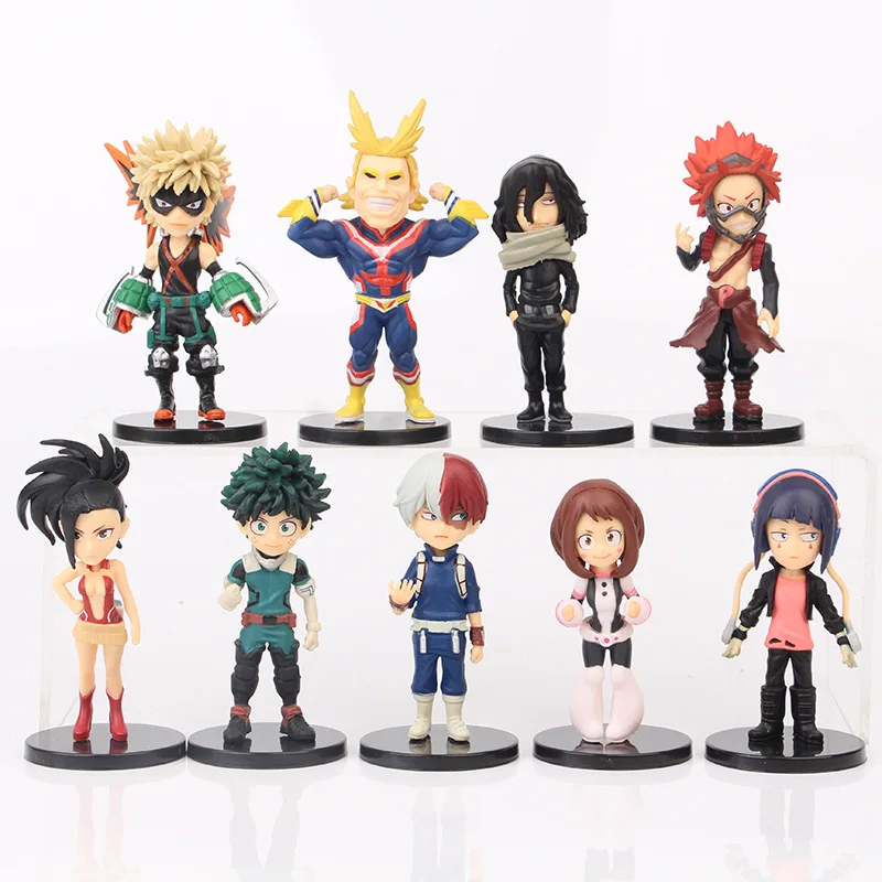 

9pcs/set My Hero Academia Cartoon Character Midoriya Izuku/all might/bakugou Katsuki/todoroki Shoto Mini Pvc Model Children Toy