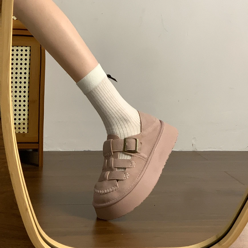 Туфли женские в стиле ретро платформа круглый носок криперы римские скандалы