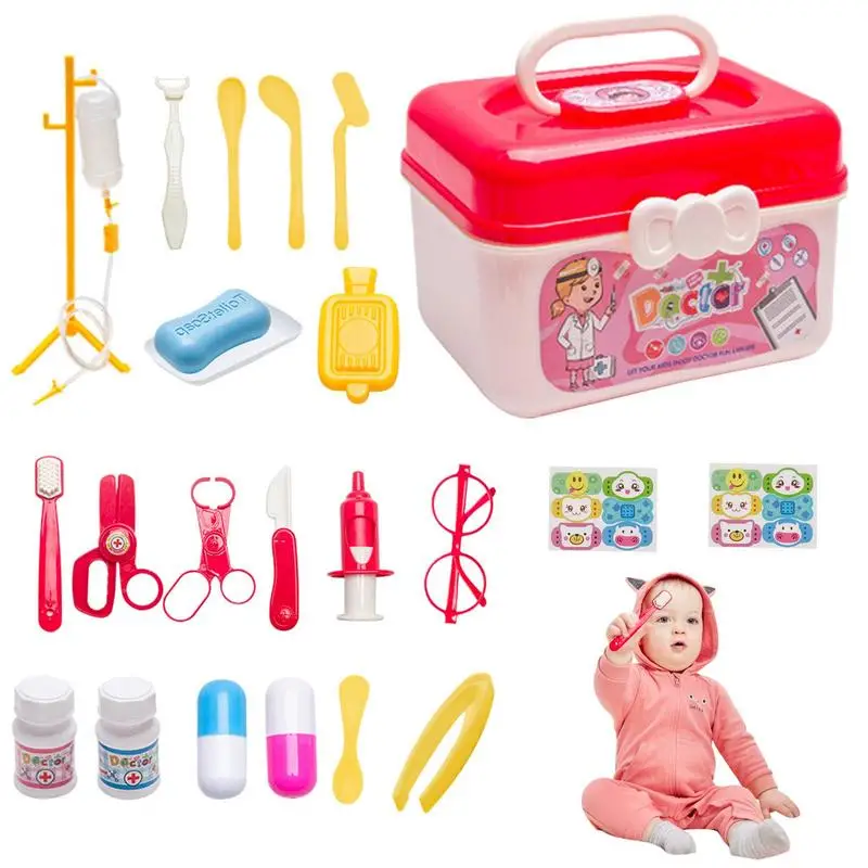 

Набор докторских игрушек, 23 шт., детский игровой домик, игрушки, стетоскоп, докторский костюм для ролевых игр, набор докторских игр для мален...