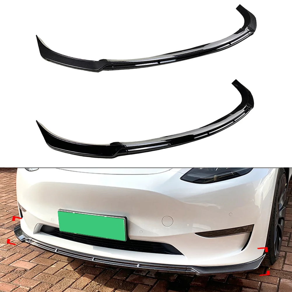 

Передний бампер для автомобиля, спойлер для подбородка, отделка для Tesla Model Y 2020 2021 2022, глянцевый черный/углеродное волокно