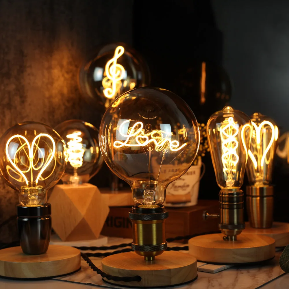 Retro LED Love Letter Lamp G125 Edison Bulb Night Lights Yellow Galss Shell for Home E27 Vintage Incandescent Bulb Edison Lamp images - 6