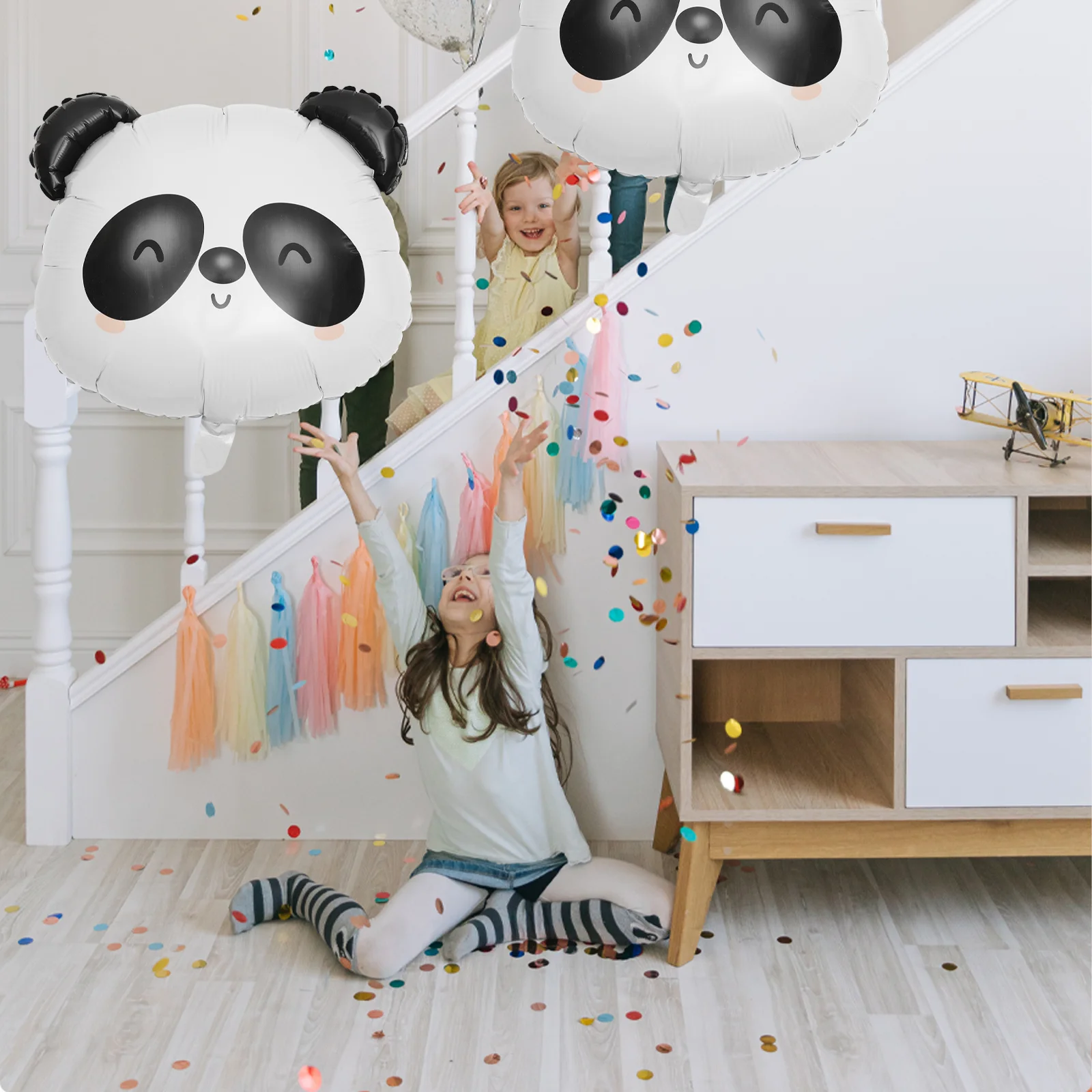 

5pcs Cartoon Panda Balloon Party Layout Panda Balloon Foil Balloon Ornament Inflatable Foil Balloon