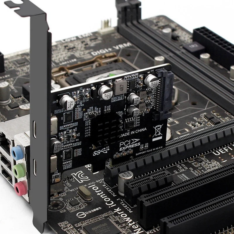 

PCIE3.0 To USB3.1 ASM3142 Dual-Port TYPE-C 10G Desktop PC Built-In Full Height Half Height PCIE Expansion Card