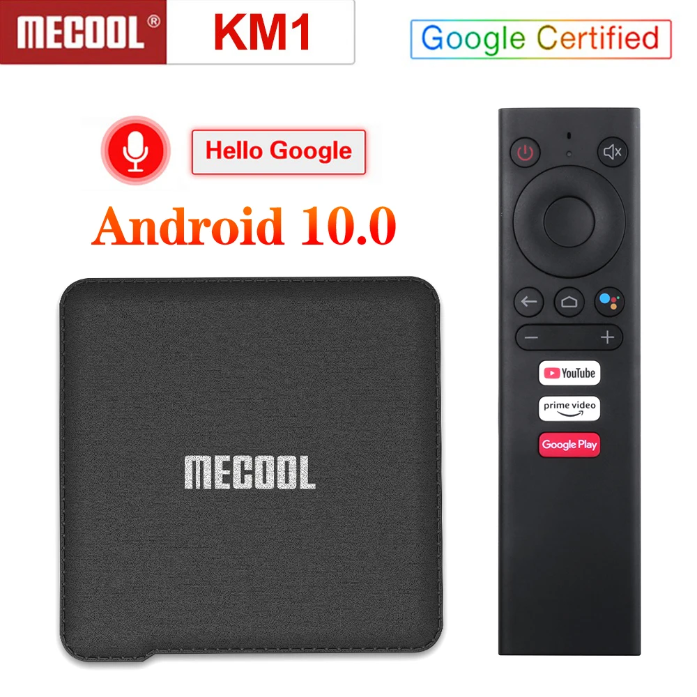 Mecool KM1 ATV Google Certified Android 10.0 4GB 64GB Amlogic S905X3 Androidtv 4G32G 2G 16G Prime Video 4K Dual Wifi Set Top Box