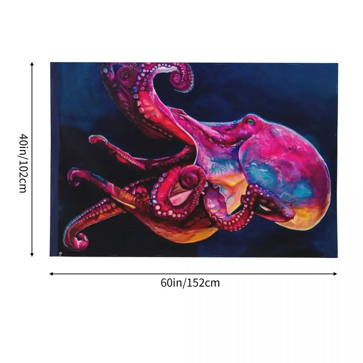 Глубокий красочный розовый и синий осьминог тушь картина из глубины гобелен