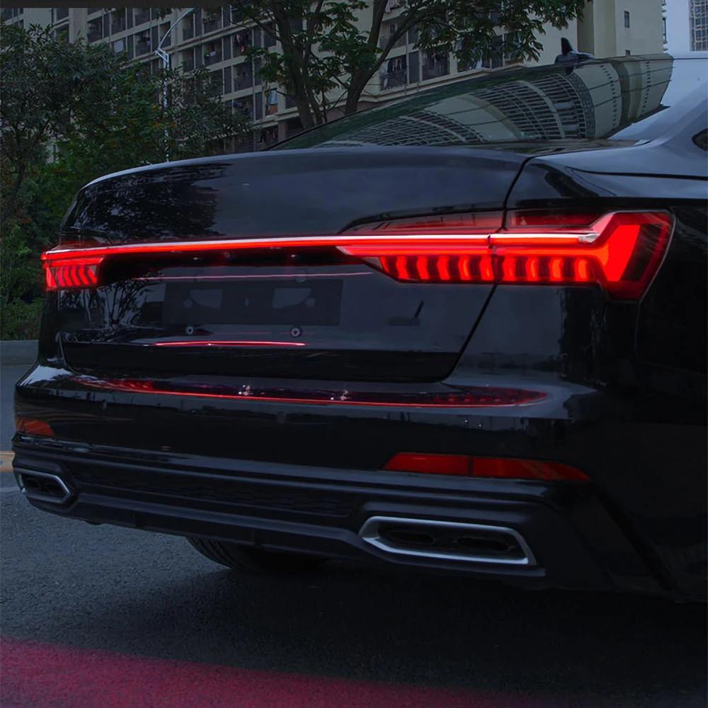 Фото Светодиодные указатели поворота через задние фонари багажника ДЛЯ Audi a6 C8 2019-2025 Светодиодные динамические потоковые фонари Задние фонари автозапчасти №3