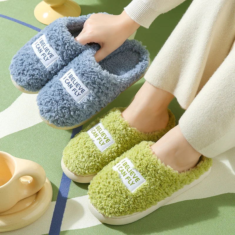 

Women Slippers Winter Home Slippers Funny Slippers Cotton Slippers Female Home Indoor Non-Slip Pair Plush Slippers 2024