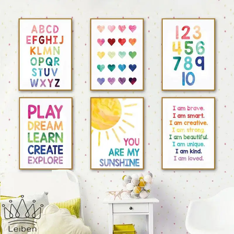 

Number Alphabet Education Poster Modern Nursery Canvas Painting Nordic Minimalist Wall Art Pictures Home Decor Children's Room