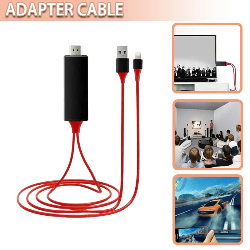 

USB-C TypeC to HDMI-compatible 1080P HD TV Cable Adapter For Android Phones Supports Mirroring Plug and Play Red Color Brand New