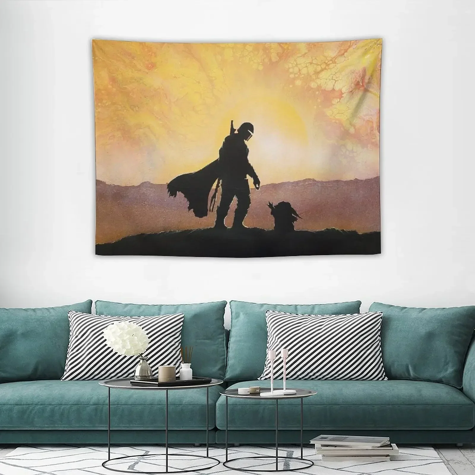 Мандо охотник и ребенок холст гобелен украшение для дома настенные подвески
