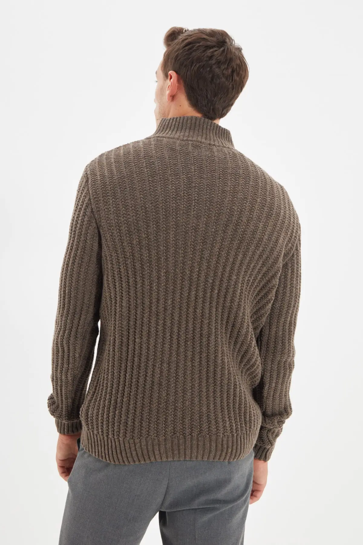 

Men's Slim Fit Half Turtleneck Button Knitwear Sweater TMNAW22KZ0327