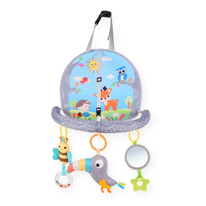 

Baby for PLAY & Kick Mat Carseat Toy with Hanging Cartoon Rattle Toy Infant Tummy for TIME Rattle Bridge Mat Car Activit P31B