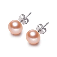 high quality fine accessories natural pearl earrings studs steamed bread round freshwater pearl jewelry s925 prevent allergie