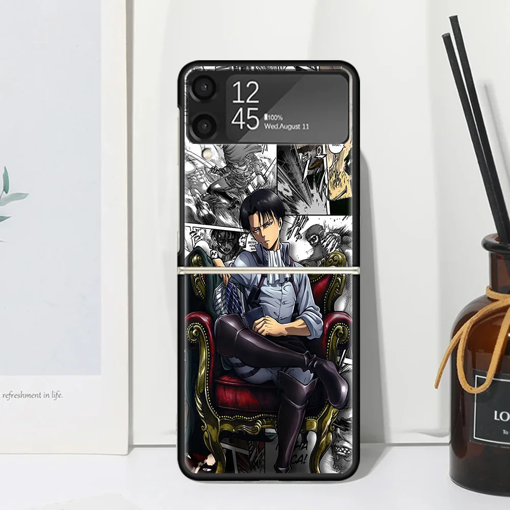 Фото Чехол для телефона с аниме «Атака Титанов» для Samsung Galaxy Z Flip 7 Flip7 Zflip 6 Flip6 5 Flip5 4 Flip4 3 Flip3 5G Fundas Black Cover Gala №2