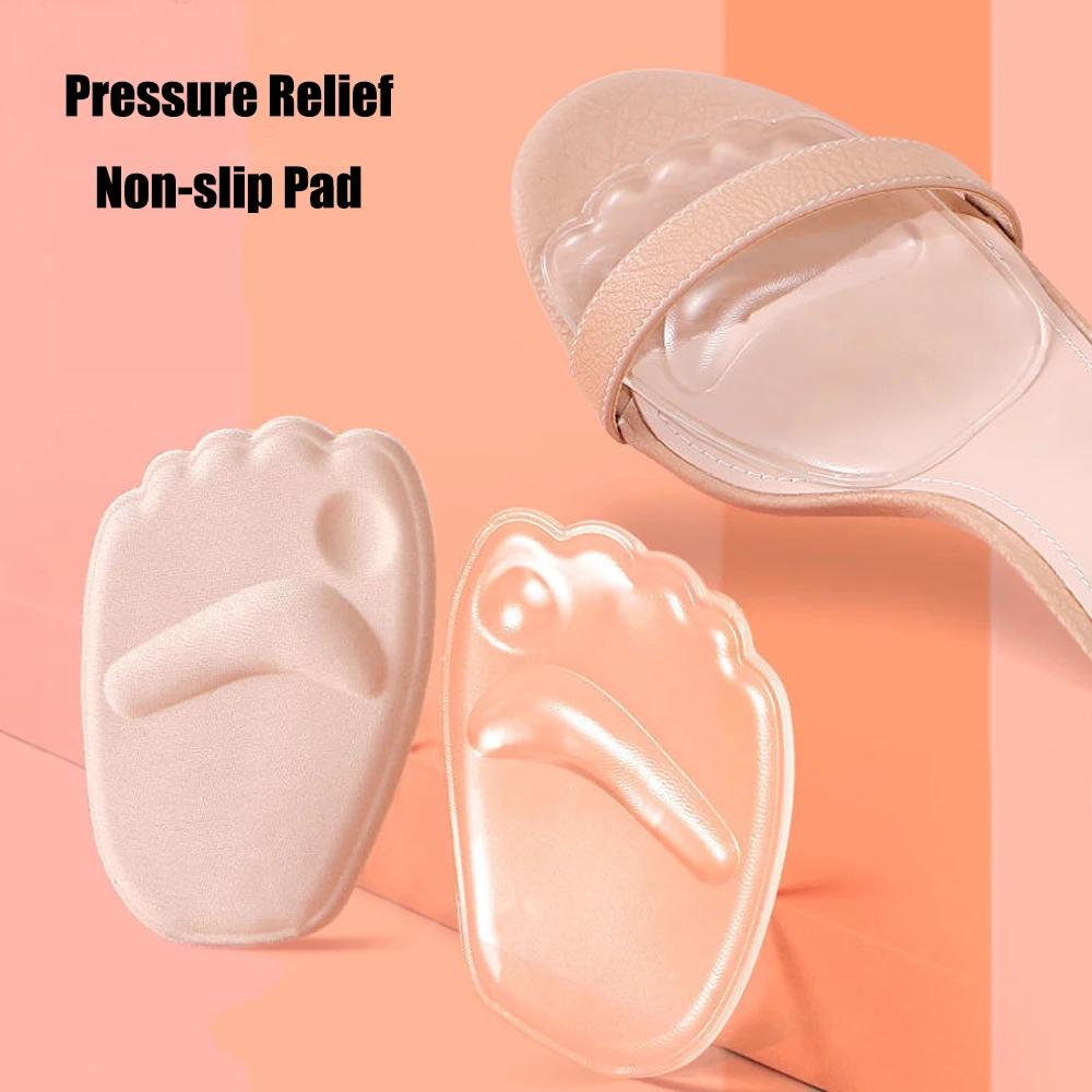 Silicone Forefoot Insert Cushion Pads for Women Shoes Anti-Slip Foot Pain Relief Pads for High Heels Sandals Gel Shoe Insoles