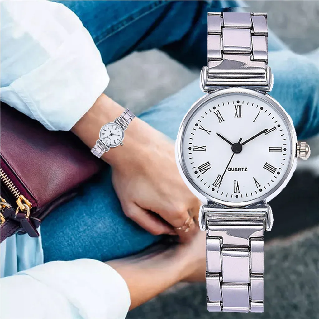 Часы женские из нержавеющей стали, роскошные модные повседневные наручные, с браслетом