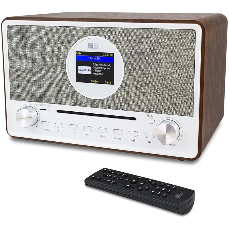 

Internet Radio Dimmable Wi-Fi & Bluetooth CD SD/TF Card Upnp DLNA Player Programmable Sleep Timer & Alarm Clock US Plug