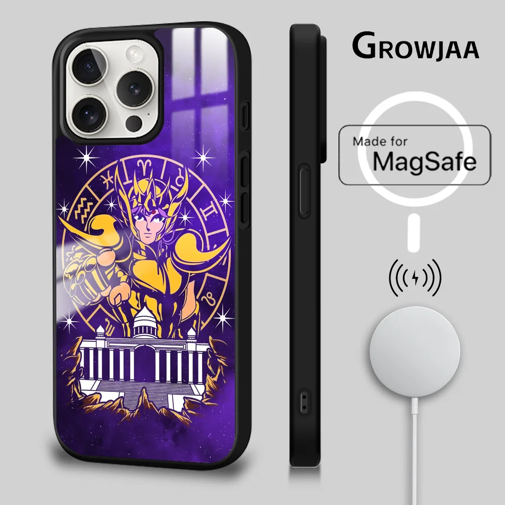 Чехол для телефона S-Saint S-Seiya в стиле аниме iPhone 16 15 14 13 12 11 Pro Max Plus Mini Magsafe Mirror