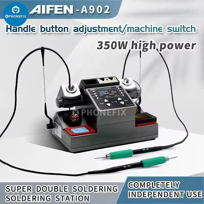Фото Новая паяльная станция AIFEN A902 с двумя рабочими зонами C115 C210 C245 для ремонта печатных плат и микросхем мобильных телефонов, инструменты для пайки. №2