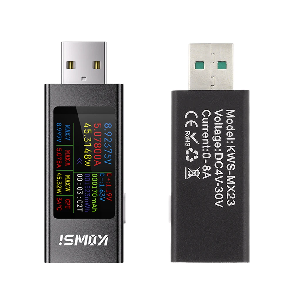 KWS-MX23 HD 1 06-дюймовый IPS-дисплей Многофункциональный USB-тестер Амперметр напряжения