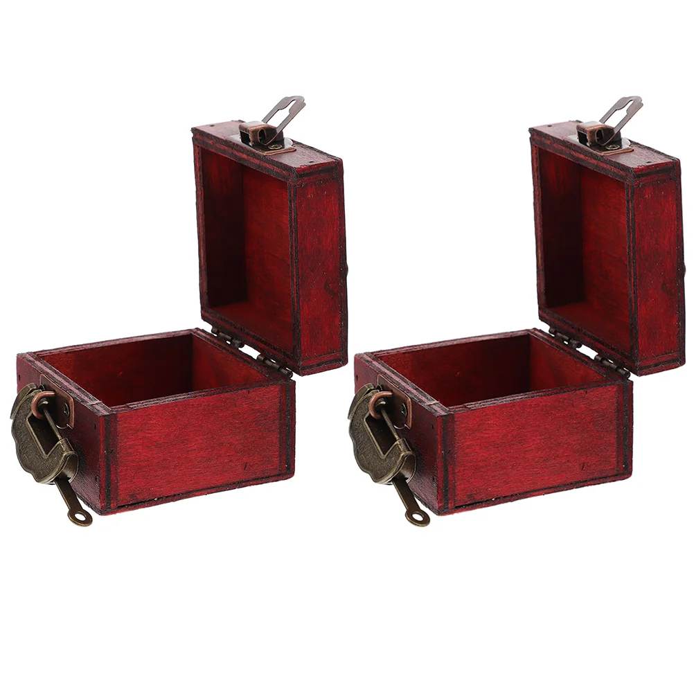 

Jewelry Case Wooden Box Storage Boxes Wood Organizer Treasure Trinket Mini Travel Crafts Ring Necklace Keepsake Jewlery Lock