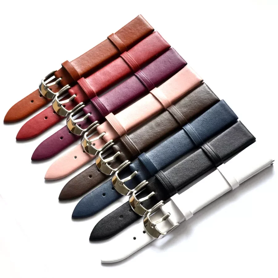 

1PCS 12MM 14MM 16MM 18MM 20MM 22MM smooth grain genuine leather (cow split) watches band watch strap men and women straps WS0119