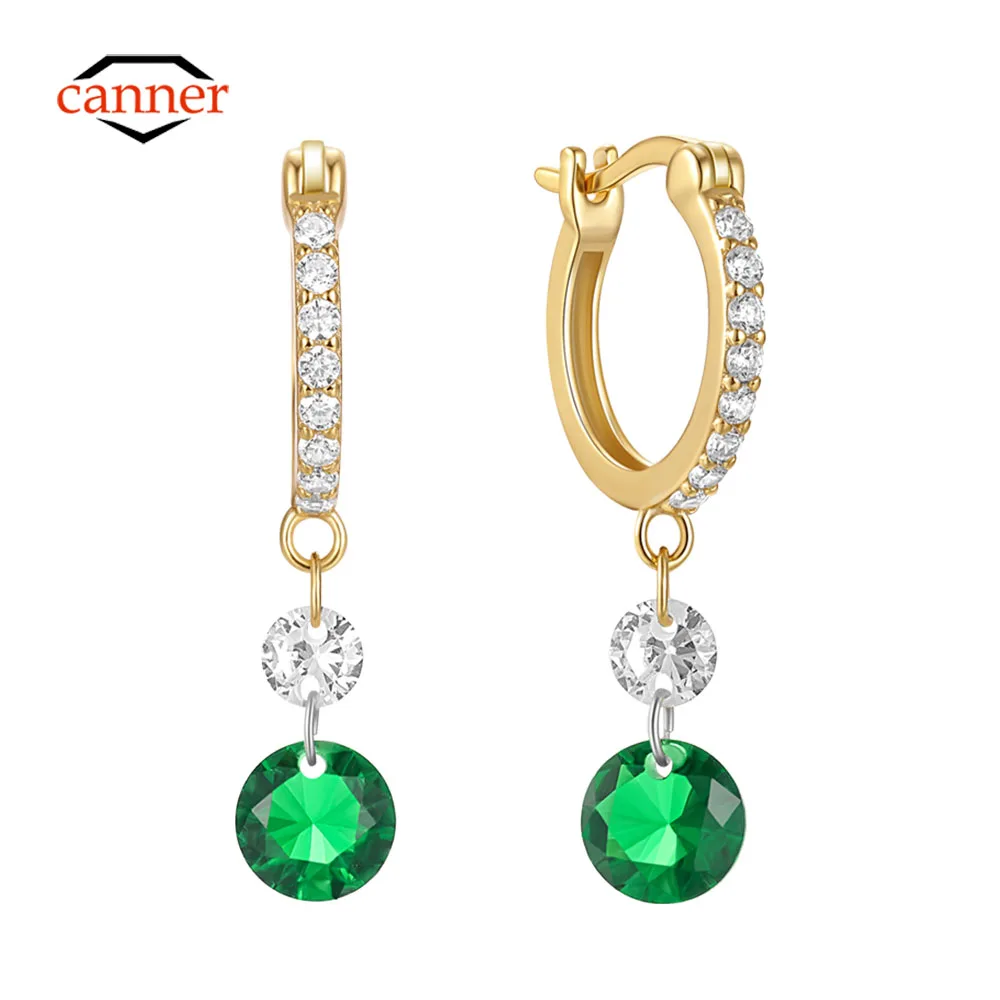 

CANNER Ins Emerald 925 Sterling Silver Earring For Women Drop Earrings Luxury Fine Jewelry Wedding Party 18K Gold Aros