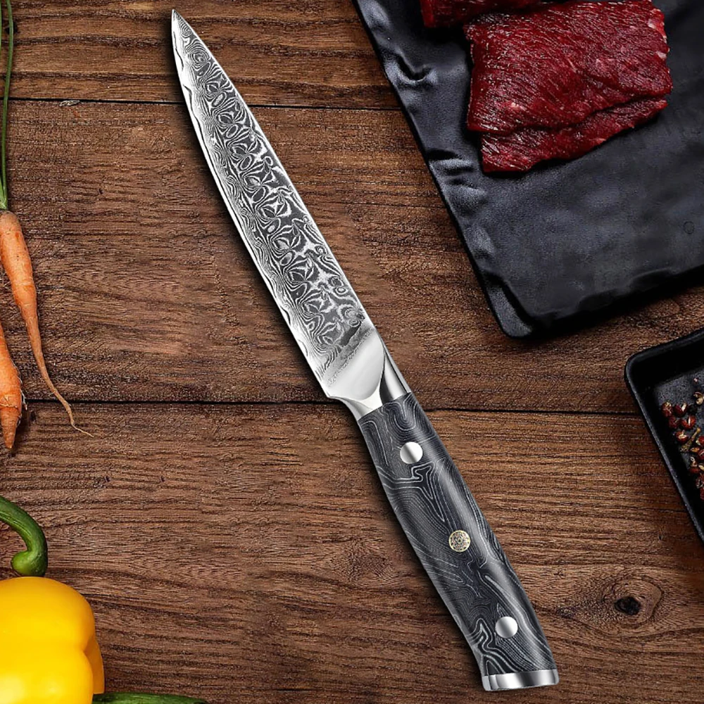 

Handmade Damascus Knife 67 Layers Damascus VG10 Steel 5 Inch Sharp Utility Paring Peeling Kitchen Knife G10 Handle Cooking Tools