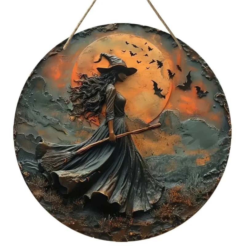 

Деревянный подвесной знак "Ретро-логотип ведьмы"