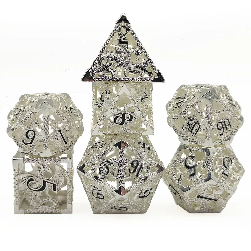 

Metal hollow COC running group board game TRPG Cthulhu polyhedron D20 dice set 7D DND Dragon and Dungeon