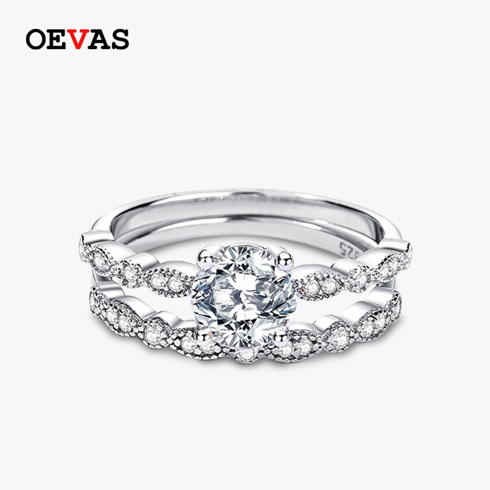 

Женское кольцо из серебра 100% пробы с муассанитом 1 карат