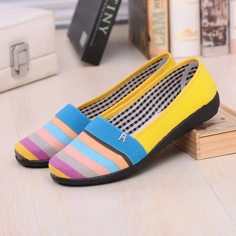 

Женские холщовые балетки, повседневные кроссовки без шнуровки, Классическая обувь на плоской подошве, сетчатые, ручная вязка