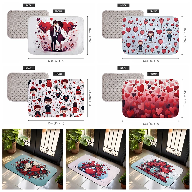 

Коврик для ног на День святого Валентина, фланелевый нескользящий напольный коврик, утолщенный домашний коврик для ванной комнаты, гостиной, напольный коврик