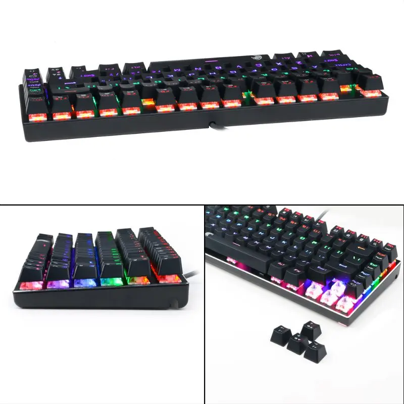 

Проводная механическая клавиатура, мышь, 81 клавиша, игровые клавиатуры со светодиодной подсветкой для ПК
