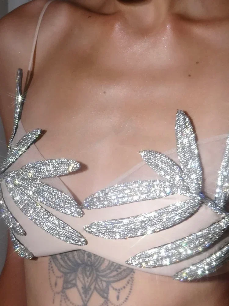 Сексуальный бюстгальтер-бикини на бретельках с ромбовидной аппликацией женский