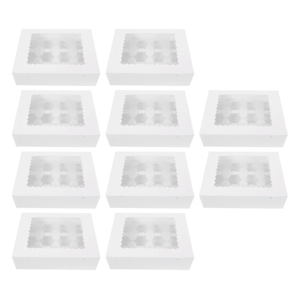 

10Pcs Bakery Paper Box Window Design Cake Box Mousse Paper Boxes Muffin Cake Box