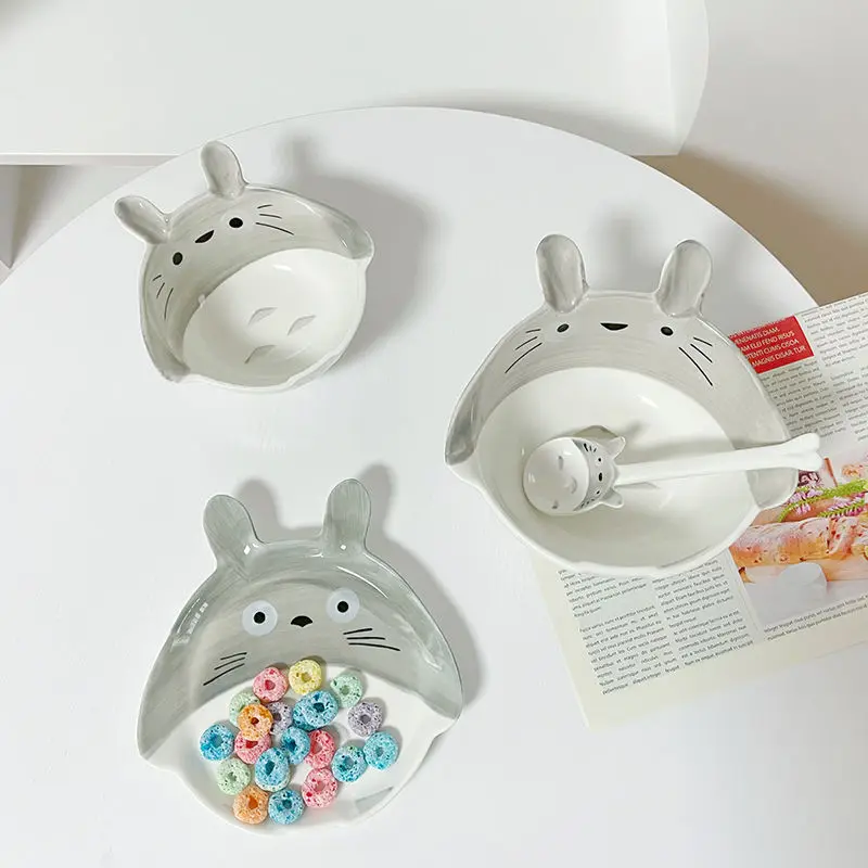 

Japanese students cute cartoon bubble rainbow noodle bowl salad bowls of rice snack bowl ceramic bowl totoro dishes cute plate