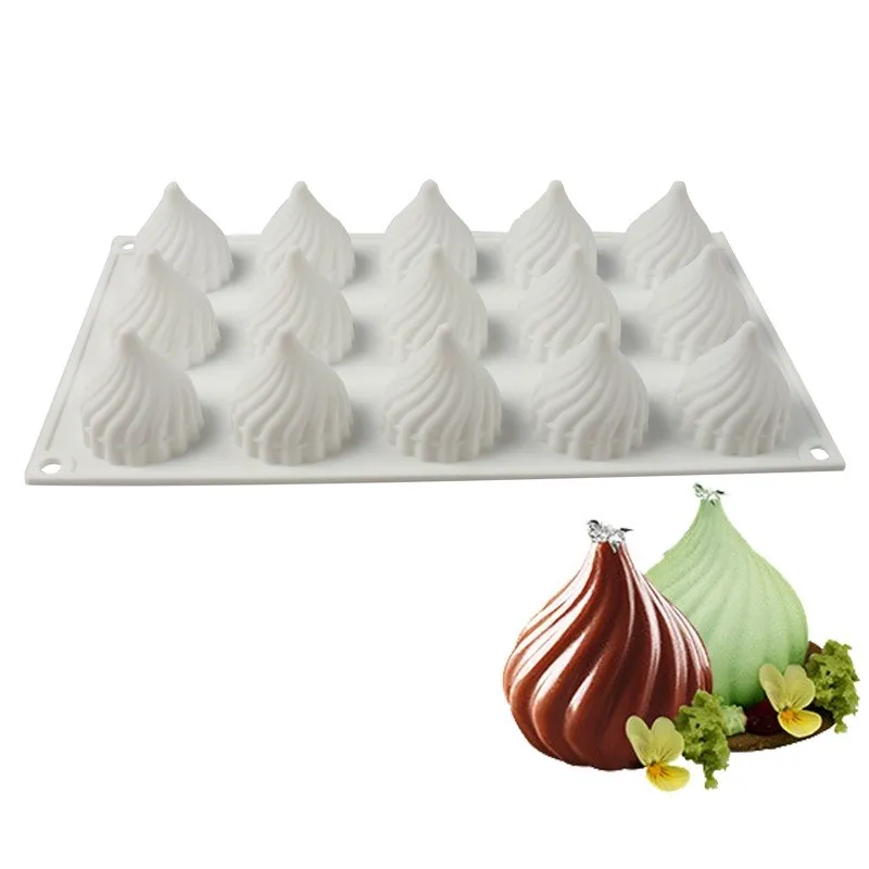 

DIY Onion Tip Small Cyclone Silicone Cake Mold 15 Cavities Chocolate Mousse Dessert Bread Baking Pan Baking Decoration Tools