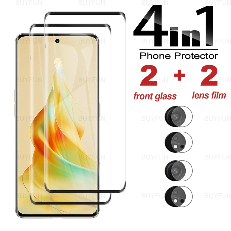 

Закаленное стекло 4 в 1 для Oppo Reno8 T 5G 9D, изогнутое полноэкранное Защитное стекло для Oppo Orro Appo Reno8 T, фотопленка для объектива камеры