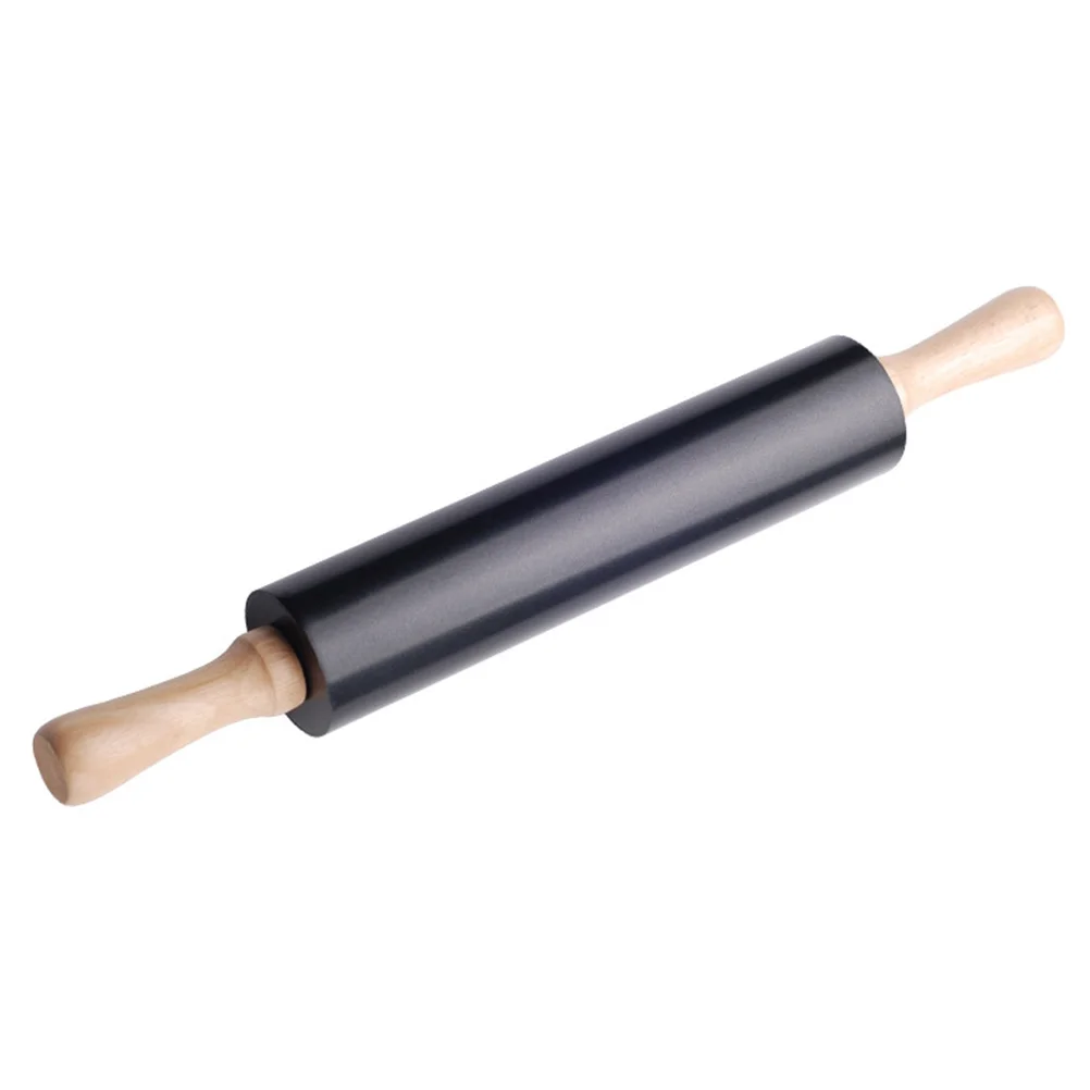 

1Pc Tool Novel Ergonomic Wooden Handle Rolling Stick (Black)