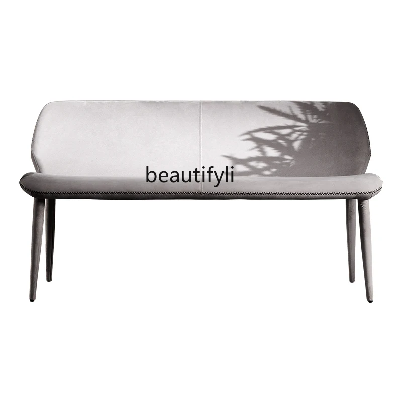 

yj Italian Creative Iron Bench Dining Chair Modern Household Faux Leather Long Dining Chair