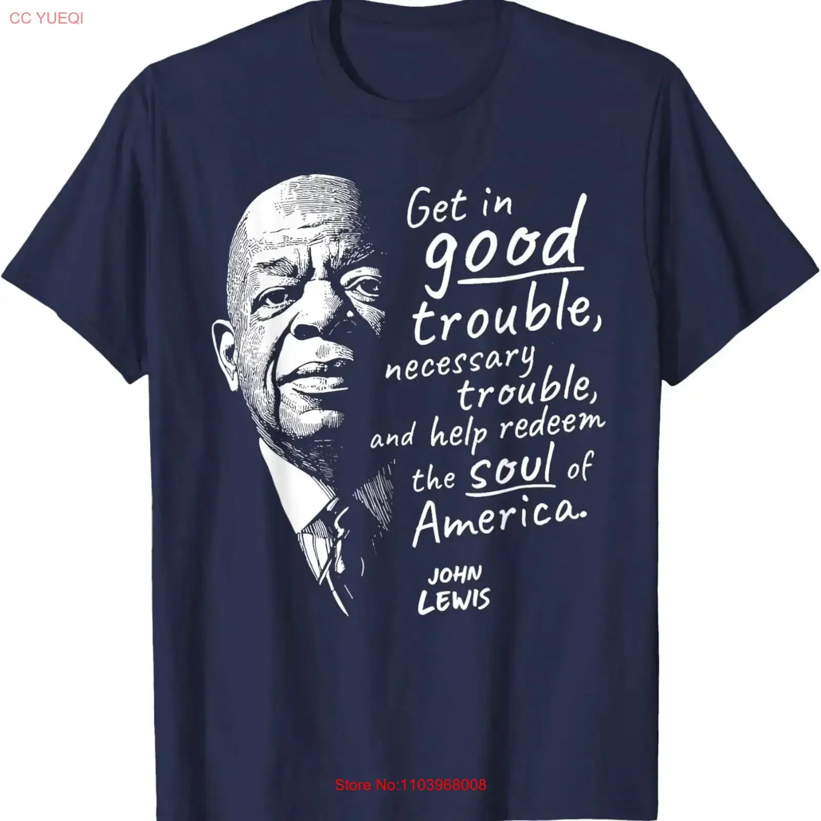 Фото Футболка John Lewis Good Necessary Trouble and Soul of America, винтажная, с эффектом потертости, удобная, универсальная, дизайнерская, с графическим принтом №1