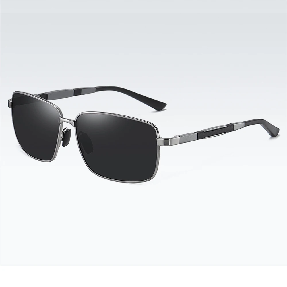 

Мужские поляризованные солнцезащитные очки UV400 с синими/черными/желтыми/серебряными линзами, очки для вождения из нержавеющей стали в комплекте с коробкой