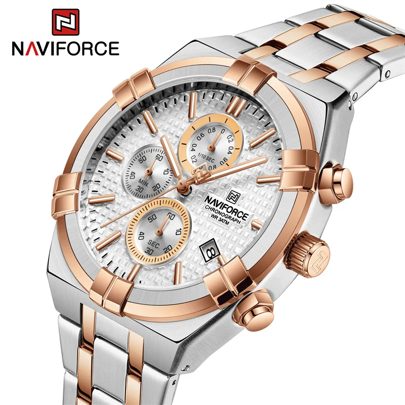 NAVIFORCE новый дизайн мужские спортивные кварцевые часы с ремешком из нержавеющей