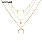 Женское трехслойное ожерелье в стиле ретро, ожерелье в виде восьмиконечной звезды, колье-кокер, креативная цепочка до ключицы