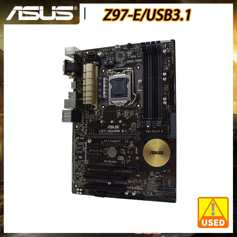 

ASUS Z97-E/USB3.1 Z97 Motherboard 1150 DDR3 32GB RAM Kit Xeon Intel Core i7 4770K Cpus DVI HDMI M.2 SATA3 USB 3.1 ATX PCI-E 3.0