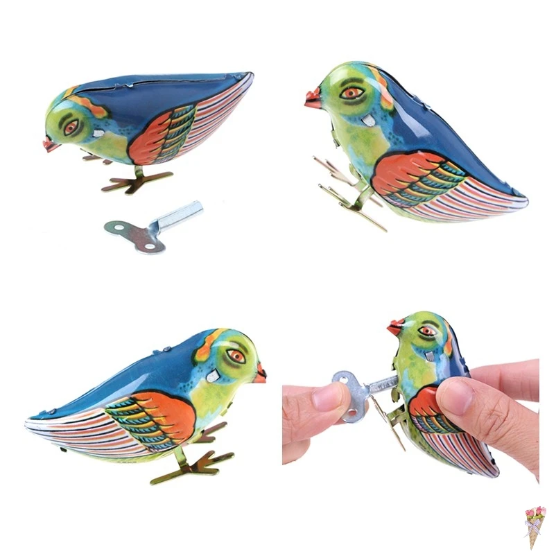 

1pcs Vintage Wind-Up Magpie Bird Pecking Tin Toys For Children Mechanical Toy For Kids