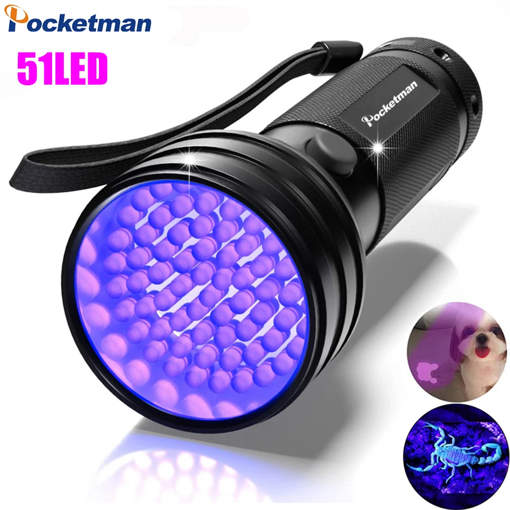 

Portable UV Flashlights 9/12/21/51 LED Blacklight 395 nm Ultraviolet Torch UV Torch Black Light Detector for Dry Pets Urine